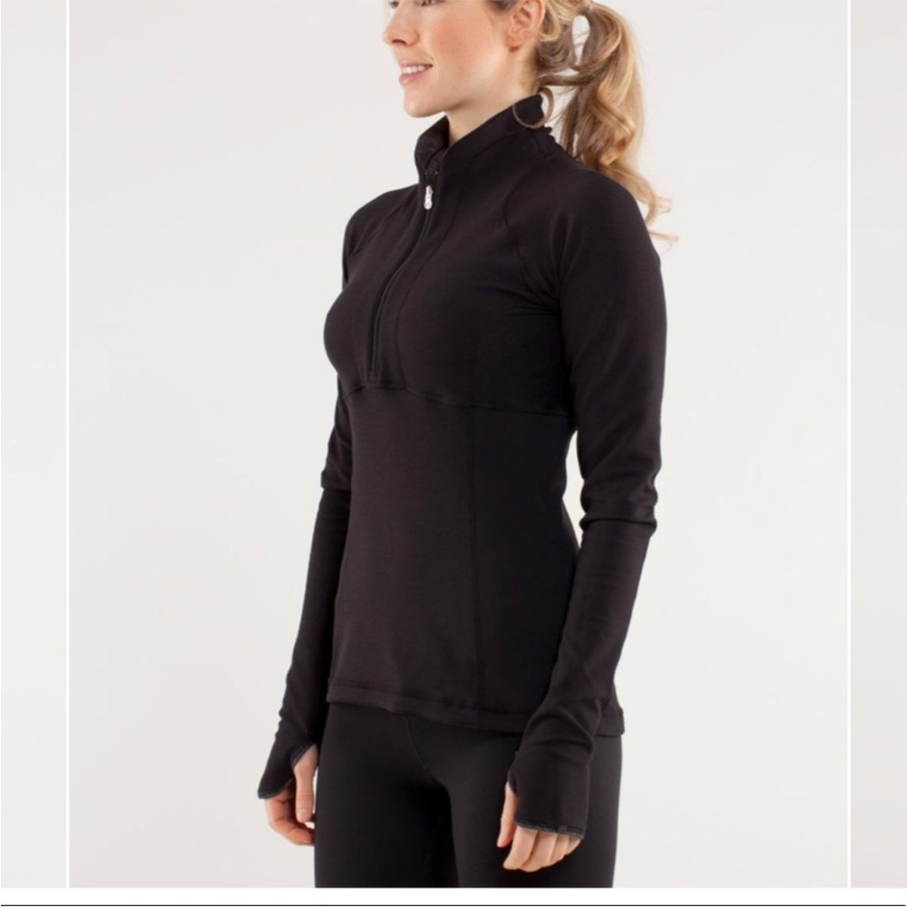 LULULEMON Run Switch Back 1/2 Zip Reversible Pullover grey black/black, size 4